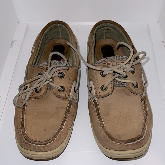 Sperry Top Sider Songfish leather woman’s lace up loafers sz 7 M linen oat - Picture 1 of 10